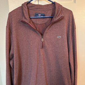 Vineyard Vines Quarter Zip Pullover Long Sleeve Pullover - Maroon Chevron - XXL